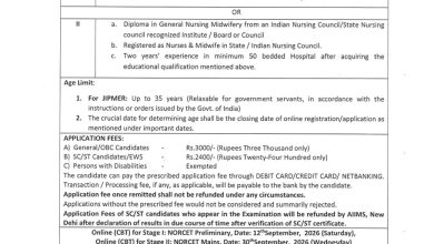 JIPMER Puducherry Nursing Officer Recruitment 2026 (NORCET-11): Apply Online by 13 August