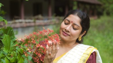 கஸவு புடவையில் ஓணம் புகைப்படங்களை பகிர்ந்த நடிகை அனுமோல்