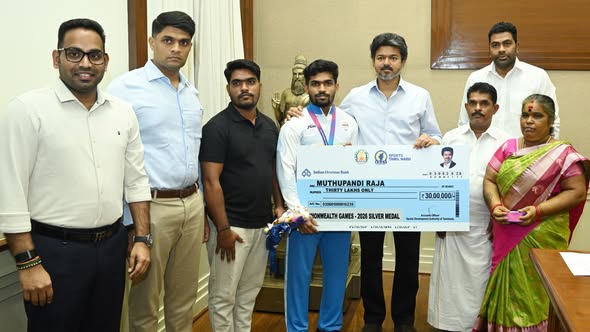 காமன்வெல்த்-2026 பதக்க வீரர்களுக்கு ரூ.80 லட்சம் பணப்பரிசு: முதலமைச்சர் ஜோசப் விஜய் கௌரவிப்பு