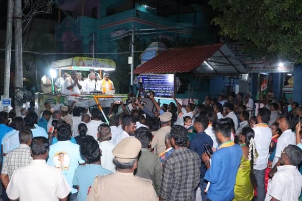 தட்டாஞ்சாவடியில் என்.ஆர். காங்கிரஸ் வேட்பாளரை ஆதரித்து முதல்வர் ரங்கசாமி, அமைச்சர் நமச்சிவாயம் தீவிர வாக்குச்சேகரிப்பு!