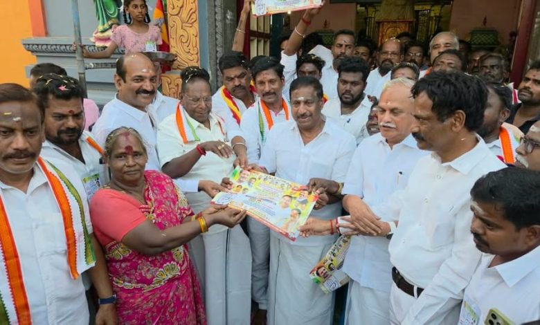 புதுப்பேட்டை மாரியம்மன் கோவிலில் சிறப்பு பூஜை: தீவிர வாக்கு சேகரிப்பில் காங்கிரஸ் வேட்பாளர் விநாயகம்!