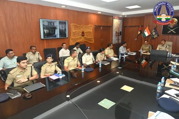 சென்னை காவல் ஆணையர் அலுவலகத்தில் டிஜிபி மகேஷ் குமார் அகர்வால் ஆய்வு: பாதுகாப்பு பணிகள் குறித்து முக்கிய ஆலோசனை!