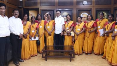 திமுக தலைவர் மு.க.ஸ்டாலினை நேரில் சந்தித்த 'ஈழத் தமிழ்ப் பெண்கள் குரல்' அமைப்பினர்!