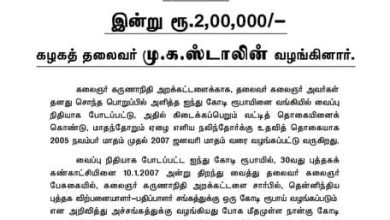 கலைஞர் கருணாநிதி அறக்கட்டளை மருத்துவ நிதி உதவி: 8 பேருக்கு தலா ரூ.25,000 வழங்கி முதல்வர் மு.க.ஸ்டாலின் அறிவிப்பு!