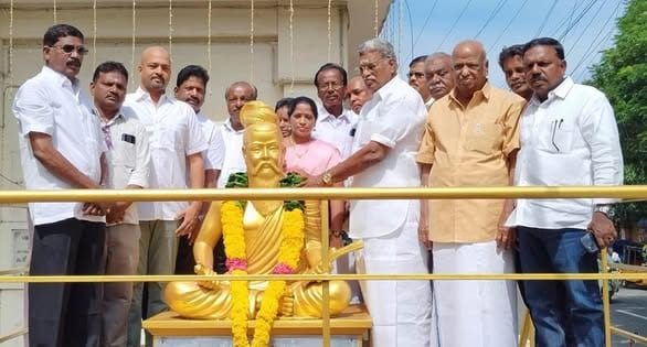 புதுவைத் தமிழ்ச் சங்கத்தில் திருவள்ளுவர் சிலைக்கு அமைச்சர் பெ.ராஜவேலு மாலை அணிவித்து மரியாதை!