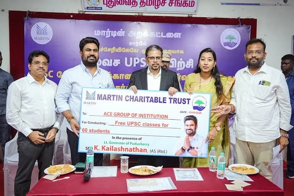 புதுச்சேரியில் மார்டின் அறக்கட்டளையின் இலவச UPSC பயிற்சி வகுப்பு: துணைநிலை ஆளுநர் கைலாஷ்நாதன் தொடங்கி வைத்தார்!