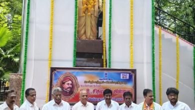 புதுச்சேரியில் வ.உ.சிதம்பரம்பிள்ளை பிறந்தநாள்: திருவுருவச் சிலைக்கு தற்காலிக சபாநாயகர் அன்பழகன், அமைச்சர்கள் மரியாதை!