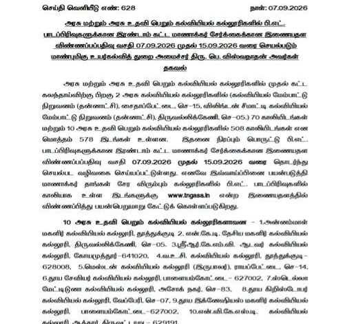 பி.எட். 2-ம் கட்ட மாணவர் சேர்க்கை: காலியாக உள்ள 578 இடங்களுக்கு செப்.15 வரை ஆன்லைனில் விண்ணப்பிக்கலாம் - உயர்கல்வித்துறை அமைச்சர் அறிவிப்பு
