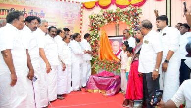 பெரம்பலூரில் மறைந்த திமுக முன்னோடி குன்னம் சி. ராஜேந்திரன் உருவப்படம் திறப்பு: அமைச்சர் கே.என்.நேரு, ஏ.ராசா எம்.பி. புகழஞ்சலி!