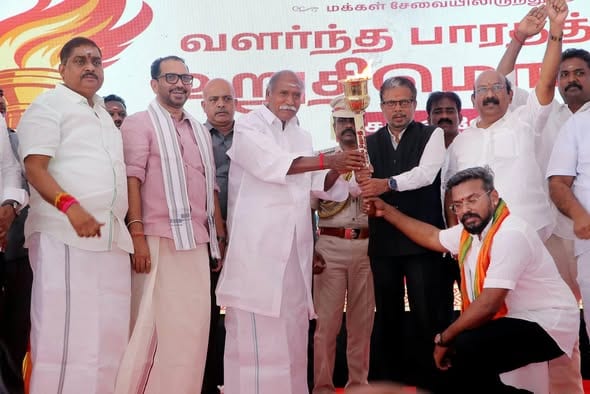 பிரதமர் மோடியின் 25 ஆண்டு கால மக்கள் சேவை: புதுச்சேரியில் ஆளுநர், முதல்வர் பங்கேற்புடன் ‘சேவா ஜோதி யாத்திரை’ பேரணி!