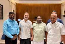 டெல்லி விமான நிலையத்தில் ராகுல் காந்தியுடன் சந்திப்பு: திருமாவளவன், புதுவை எம்.பி. வைத்திலிங்கம் நேரில் ஆலோசனை!