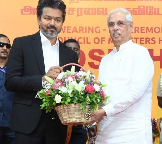 தமிழ்நாட்டின் புதிய ஆளுநர் ராஜேந்திர விஸ்வநாத் அர்லேகருக்கு முதலமைச்சர் விஜய் வாழ்த்து