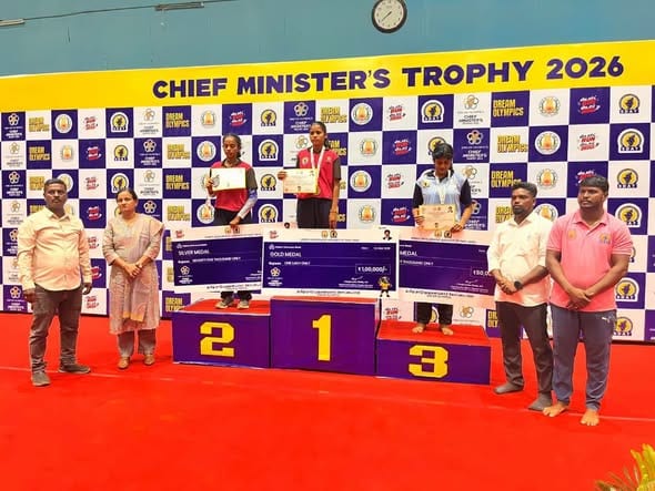 முதலமைச்சர் கோப்பை 2026 மாநில அளவிலான மல்லர்கம்பப் போட்டியில் விழுப்புரம் மாவட்ட மாணவர்கள்